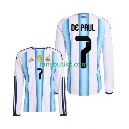 Fotballdrakt Argentina Rodrigo De Paul 7 World Cup Hjemmetrøye 2026 Langermet